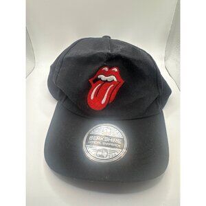 Rolling Stones Black Cotton Snapback Hat With Iconic Tongue Logo Embroidery By B